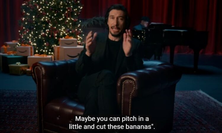 Amazon holiday ad with Adam Driver for banana slicer