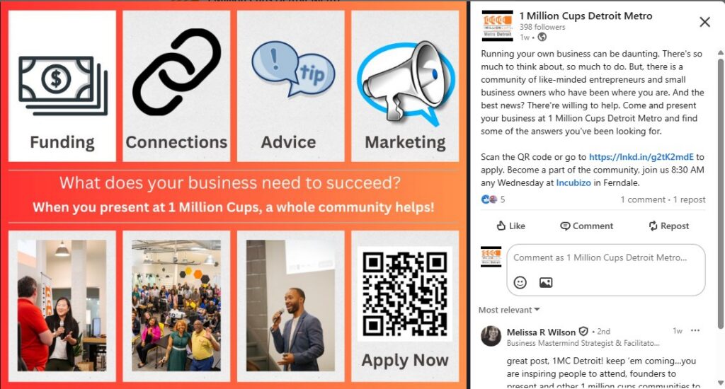 1 Million Cups - Social Media Post